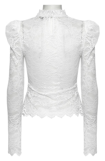 Weißes Spitzenshirt Daydreamer White Lace Top mit Paisley Muster von Punk Rave