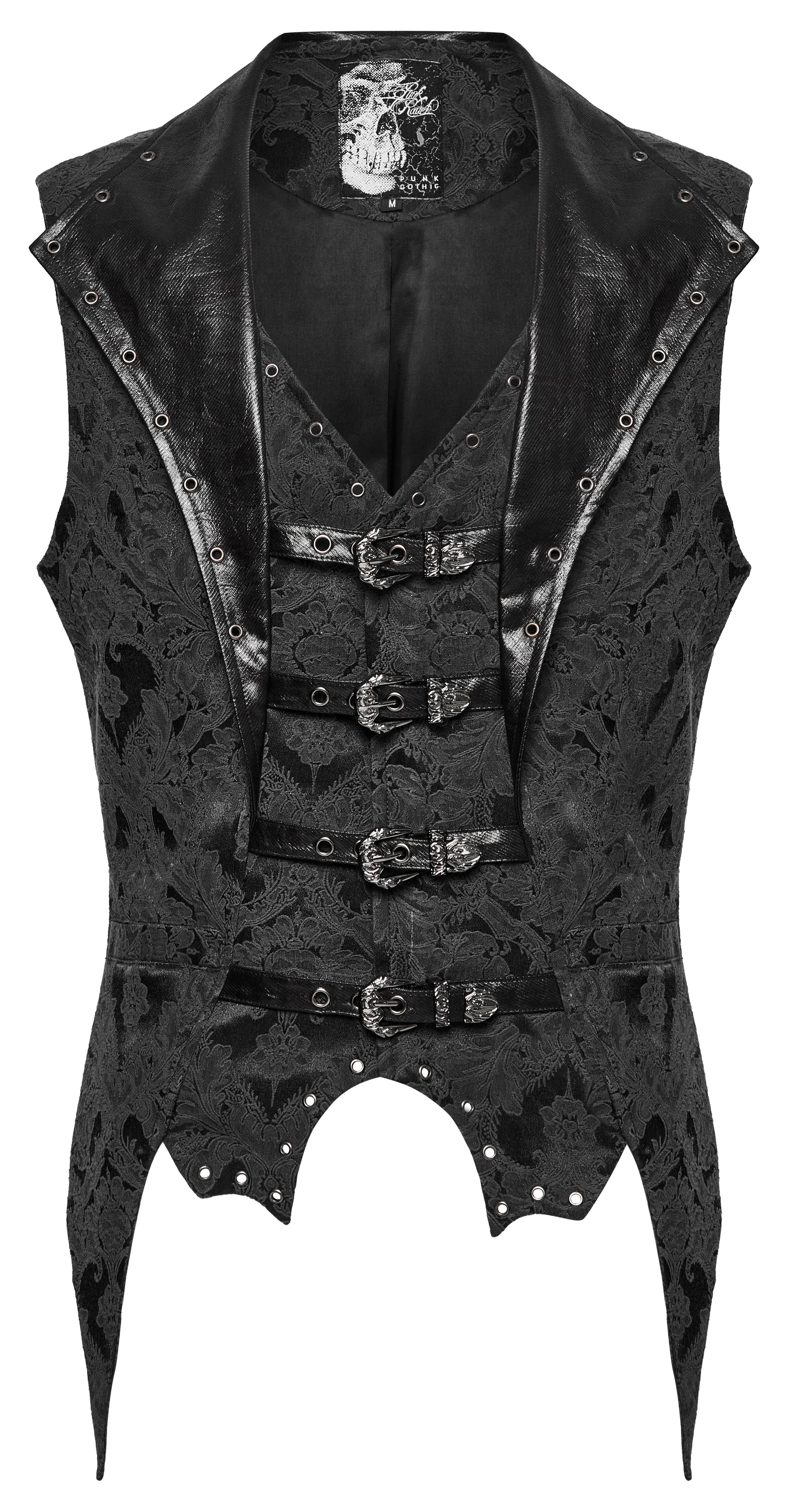 Figurbetonte Weste THE LANNISTER BROCADE VEST aus Brokatstoff mit Kunstlederdetails von Punk Rave