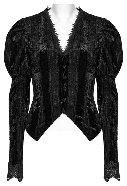 Figurbetontes Hemd NOCTIS REGINA SHIRT aus Samtstoff von Punk Rave