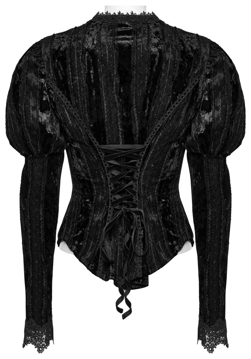 Figurbetontes Hemd NOCTIS REGINA SHIRT aus Samtstoff von Punk Rave