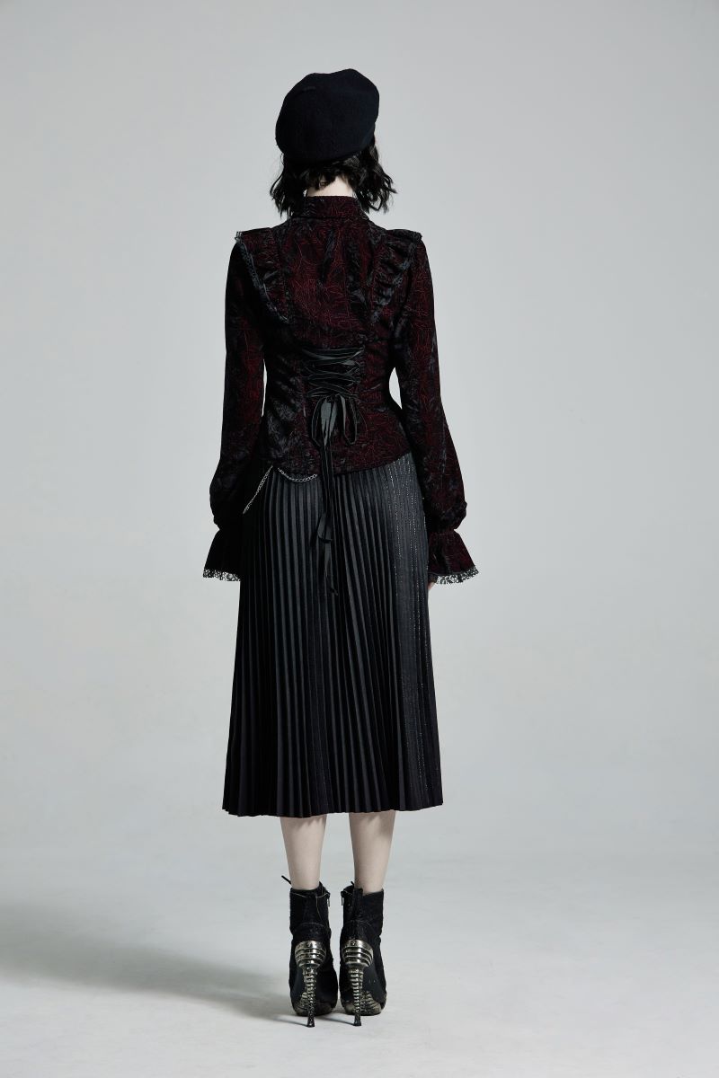 Schwarz/rote Bluse BlutEngel Red Shirt mit Spitzenelemneten&nbsp;von Punk Rave