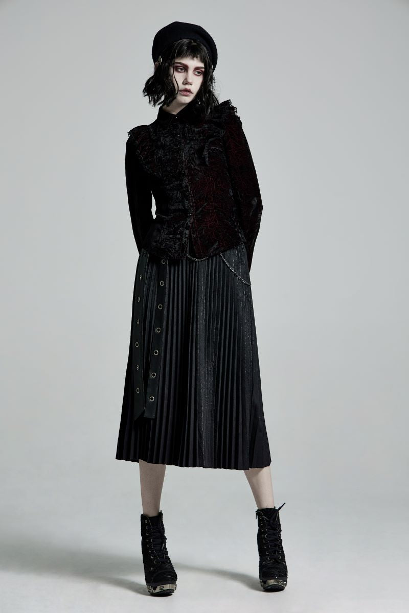 Schwarz/rote Bluse BlutEngel Red Shirt mit Spitzenelemneten&nbsp;von Punk Rave