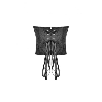 Schwarzer Corsage Baroque Vow Black Corset aus Jaquard-Stoff mit Spitzendetails von Dark In Love