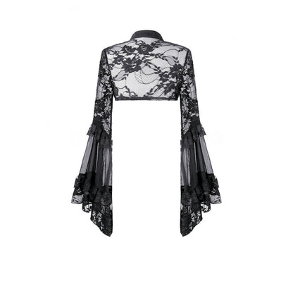 Schwarzes Oberteil Lace Phantom Bolero aus Spitzenstoff mit weiten Ärmeln von Dark In Love