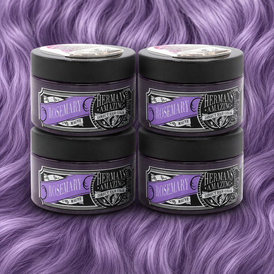 semi-permanente Haartönung 4er-Sparset ROSEMARY MAUVE in dem Farbton Lilagrau von Herman's Amazing