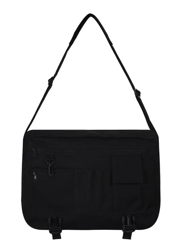 Innenseite schwarze Umhängetasche It's Not Just A Phase Messenger Bag mit vielen Taschen