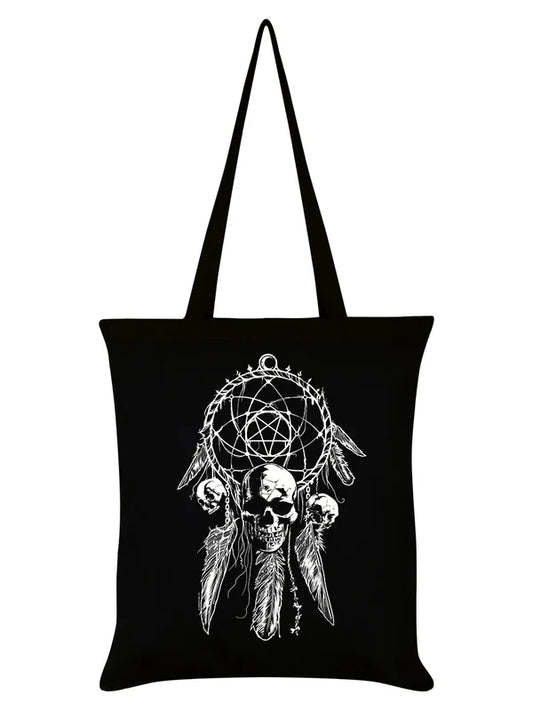 Schwarzer Stoffbeutel Unorthodox Collective Gothic Dreamcatcher Tote Bag mit Traumfänger- und Totenkopfprint