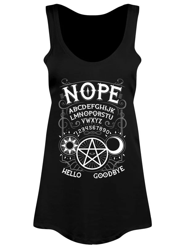 Schwarze, lockere Nope Ouija Floaty Vest im Ouija-Design mit Nope-Schriftzug