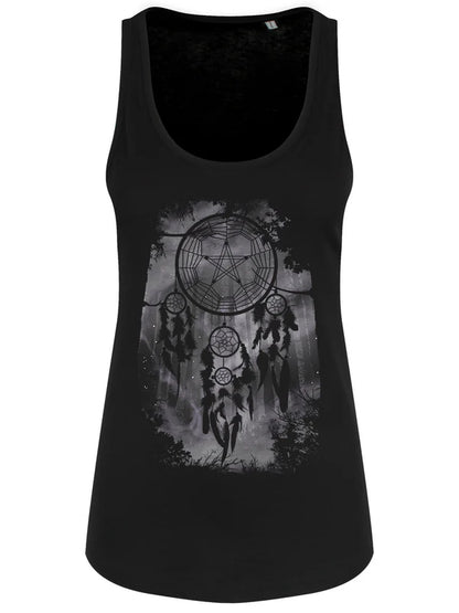 Schwarze, lockere Unorthodox Collective Pentagram Dreamcatcher Floaty Vest mit Traumfänger- und Waldprint