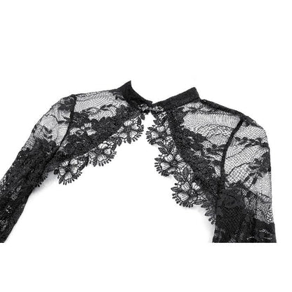 Schwarzes Oberteil Lace Phantom Bolero aus Spitzenstoff mit weiten Ärmeln von Dark In Love