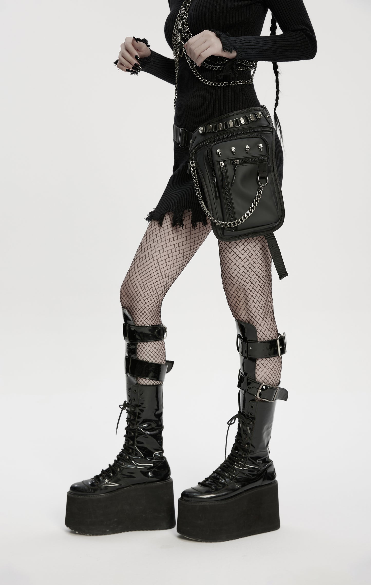 Gürteltasche im Holster-Stil THRILLER HOLSTER WAIST BAG mit vielen Fächern und Details von Punk Rave