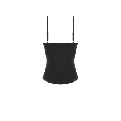 Schwarzes Spaghettiträger-Top Chained Thorn Cami Top mit Nieten-Details von Dark In Love
