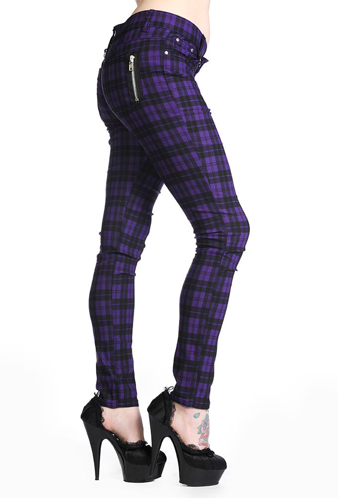 Banned Full Check Skinny Jeans purple