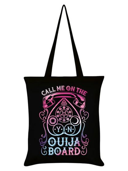 Schwarzer Stoffbeutel Call Me On The Ouija Board Tote Bag im pinken Ouija-Design