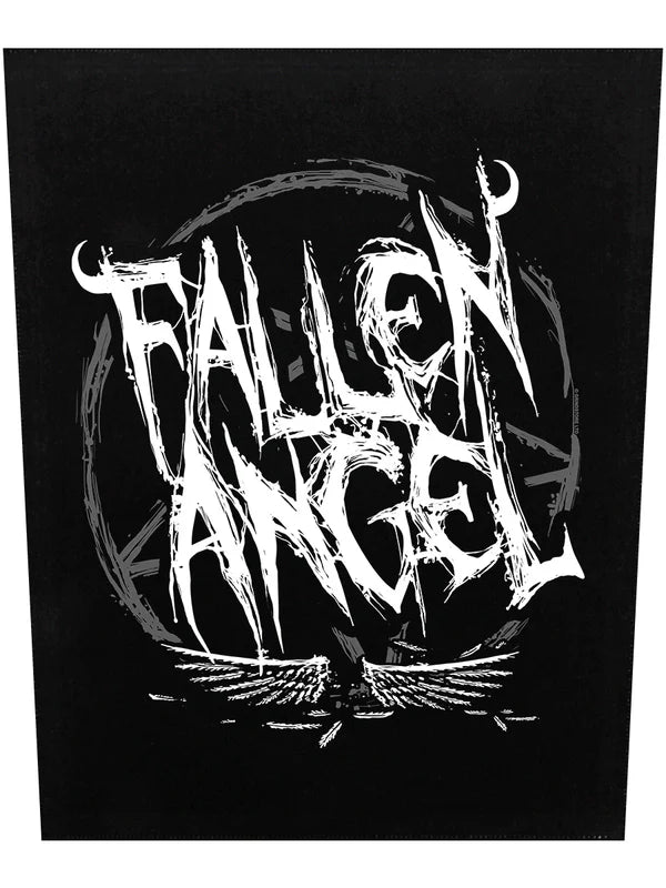 Schwarzer, großer Aufnäher Fallen Angel Back Patch mit weißer Aufschrift