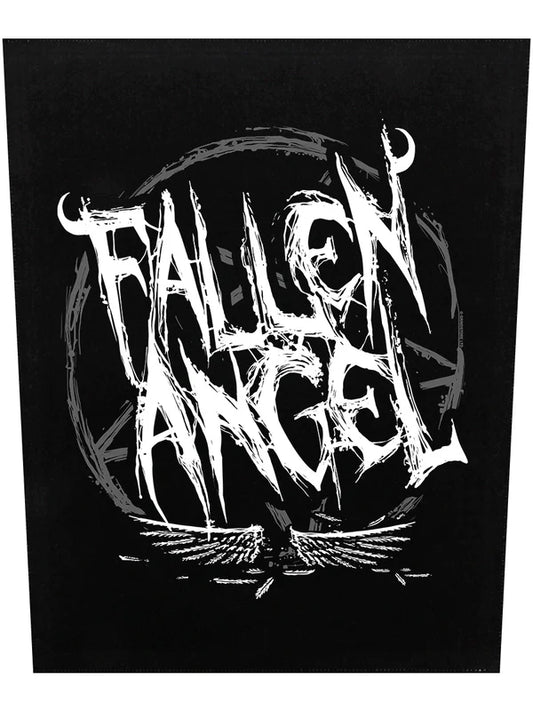 Schwarzer, großer Aufnäher Fallen Angel Back Patch mit weißer Aufschrift