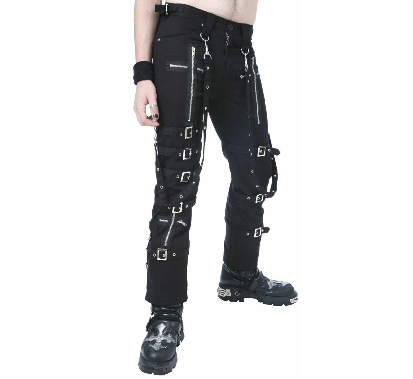 Schwarze Hose CROSS ZIPPER PANTS mit Ketten und Zierreißverschlüssen mit Colours Branding