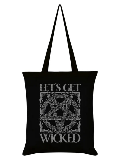 Schwarzer Stoffbeutel Let's Get Wicked Tote Bag mit Pentagramprint