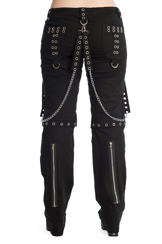 Schwarze Hose HELLBOUND TROUSERS BLACK mit Riemen und abnehmbaren Hosenbeinen von Banned