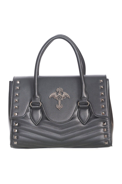 Schwarze Tasche GLOW OF THE CROSS Bag mit Pentagrammkreuzdetail von Banned