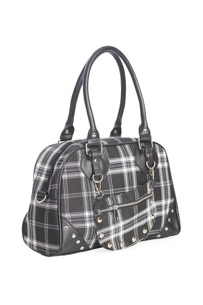 WARREN PLAID HANDBAG black/white