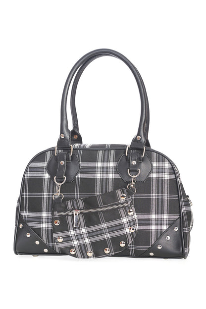 WARREN PLAID HANDBAG black/white