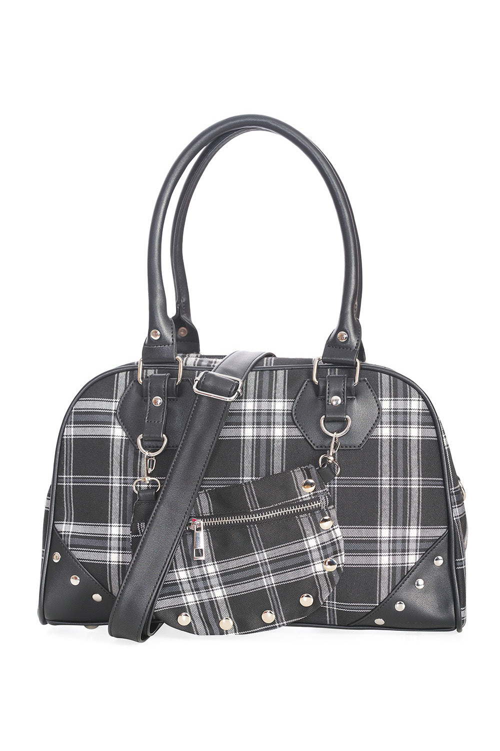 Black and white plaid purse on sale