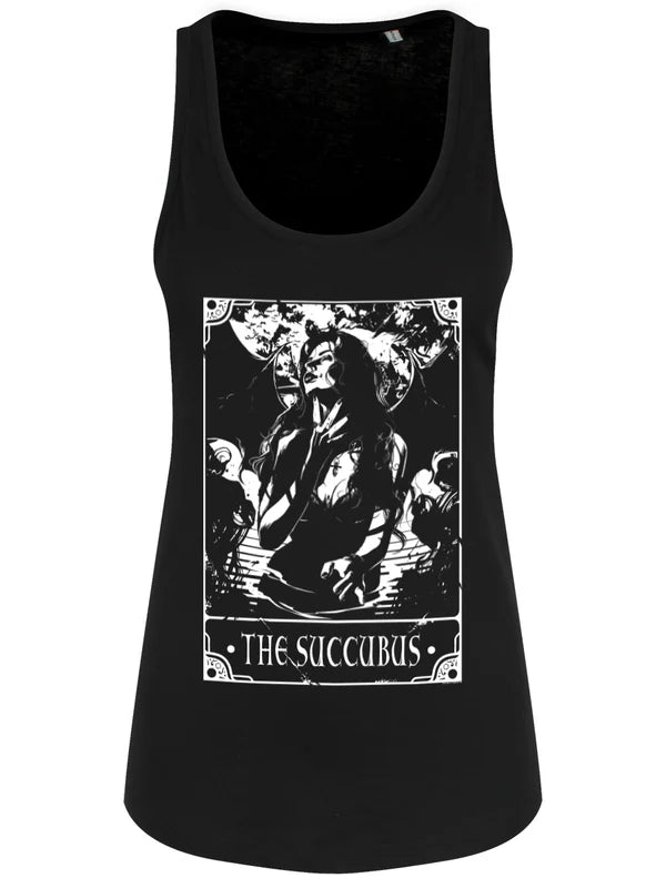 Schwarzes, lockeres Deadly Tarot The Succubus Floaty Tank im Tarotdesign