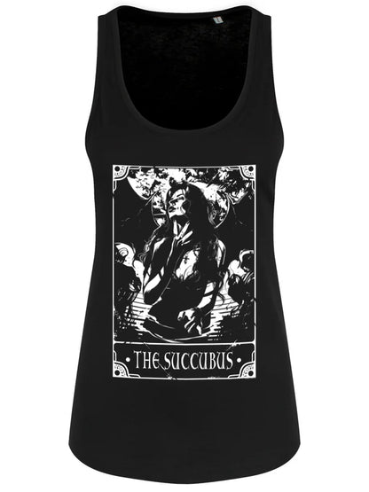 Schwarzes, lockeres Deadly Tarot The Succubus Floaty Tank im Tarotdesign