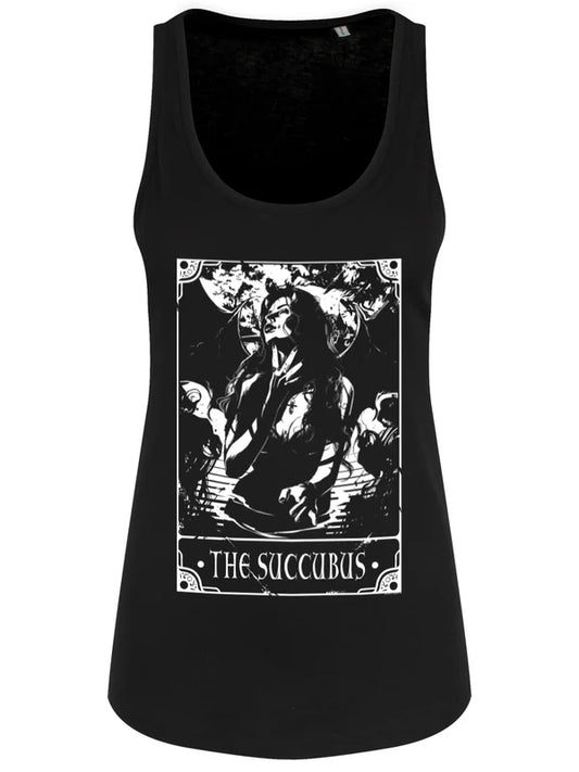 Schwarzes, lockeres Deadly Tarot The Succubus Floaty Tank im Tarotdesign