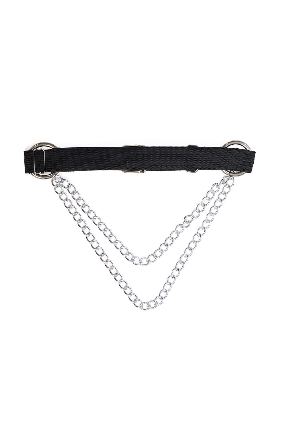 Schwarzes Beinholster LILIN CHAIN LEG GARTER mit Zierketten und Herzdetail von Banned