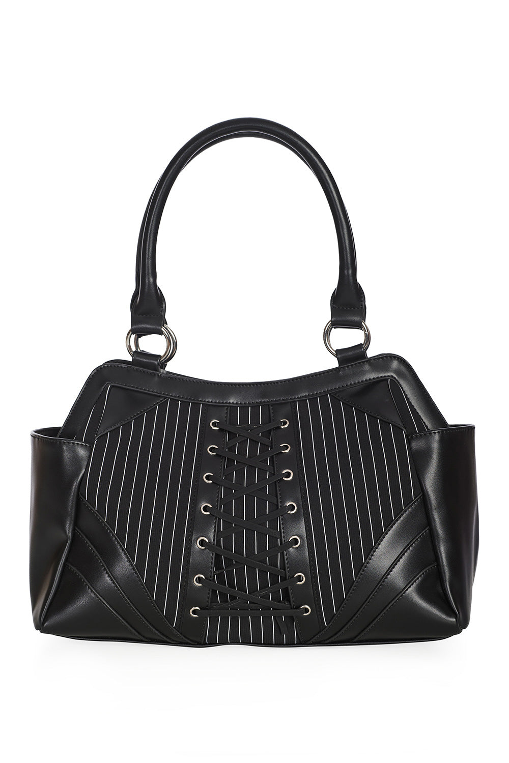 BLACK CORE PINSTRIPE TOTE BAG 