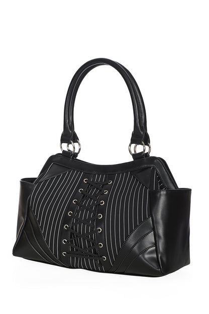 BLACK CORE PINSTRIPE TOTE BAG 