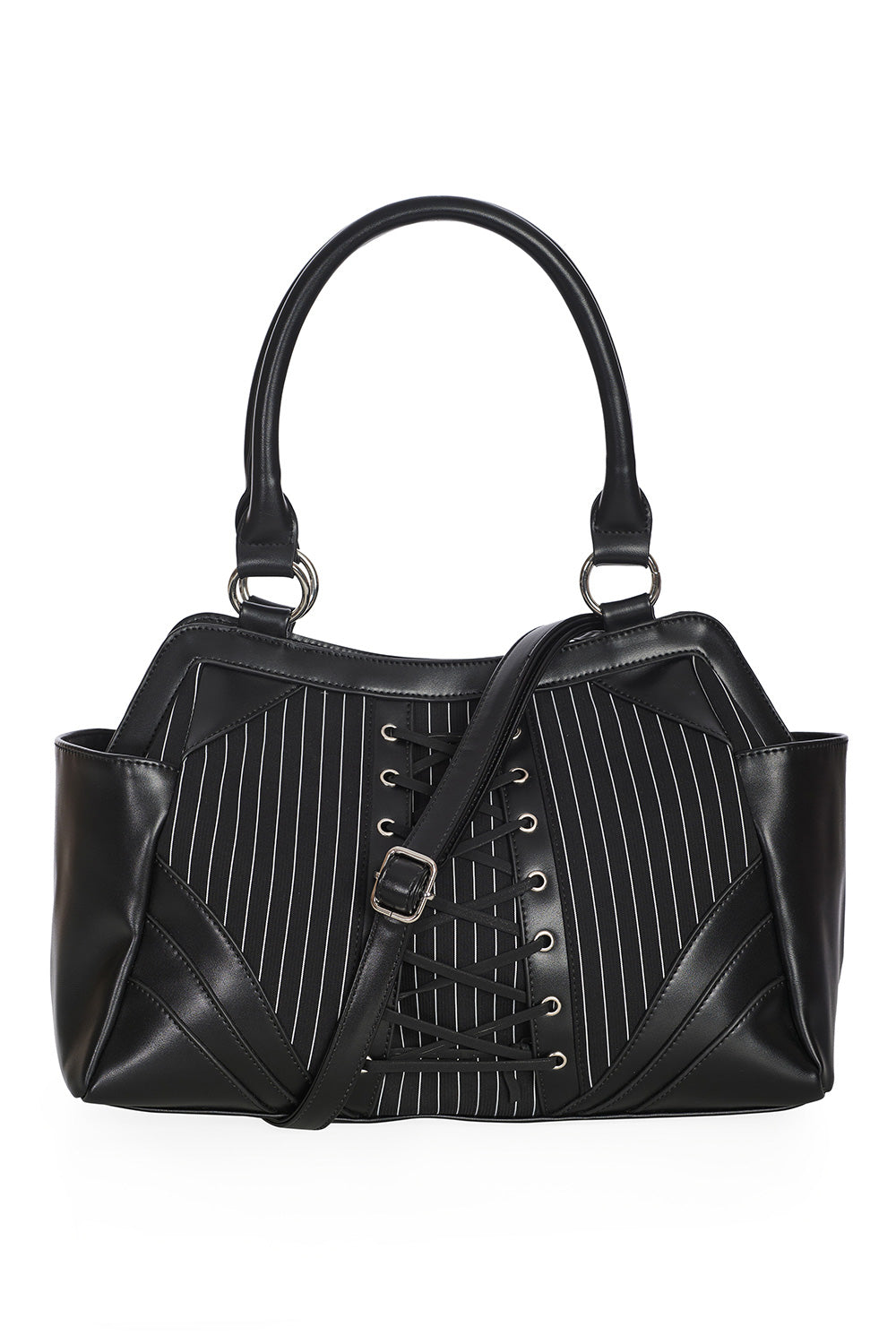 BLACK CORE PINSTRIPE TOTE BAG 