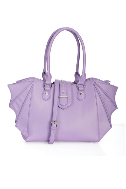 Lavendelfarbende Handtasche ANNABELLE HANDBAG Lilac mit Fledermausflügeln von Banned