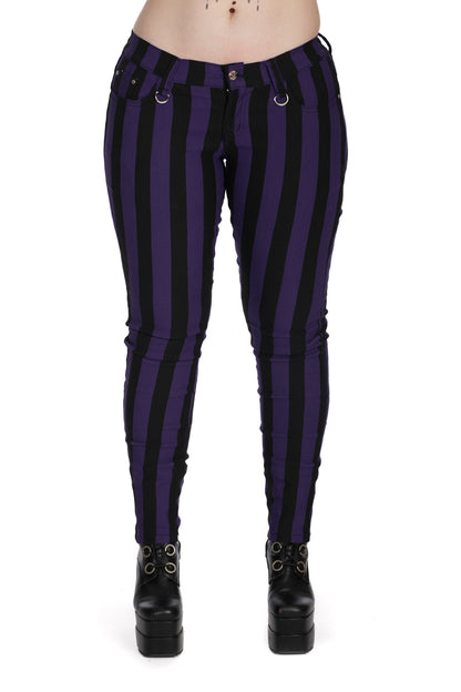 FOREVER YOURS STRIPED TROUSERS Banned Purple