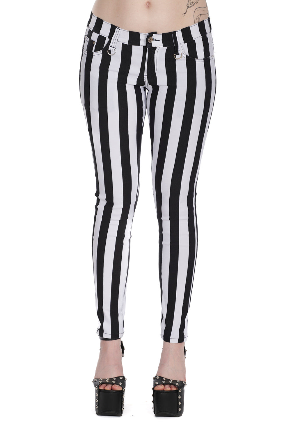 FOREVER YOURS STRIPED TROUSERS Banned White