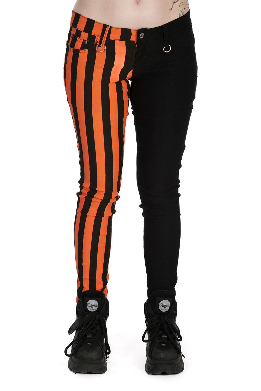 Half Black Half Striped Trousers Banned Orange Colours Shop