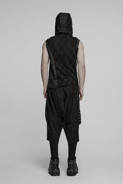 Figurbetontes, ärmelloses Top CHAOS CREW SLEEVELESS TOP im asymmetrischem Design mit Kapuze von Punk Rave