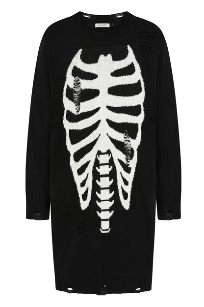 Schwarzes Kleid MELINOE Knit dress mit Rippenmuster von Banned