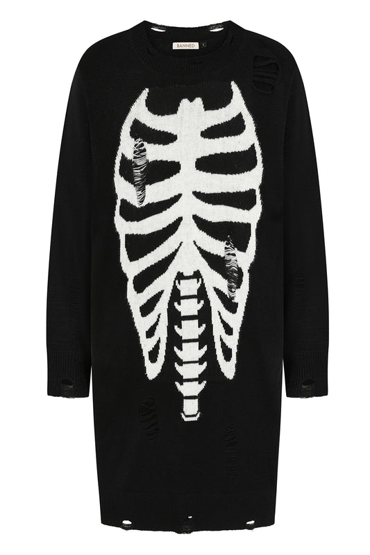 Schwarzes Kleid MELINOE Knit dress mit Rippenmuster von Banned