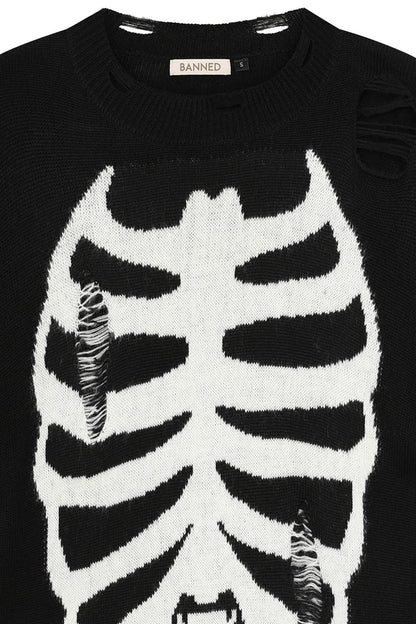 Schwarzes Kleid MELINOE Knit dress mit Rippenmuster von Banned