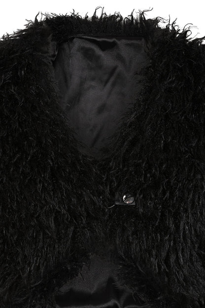 Schwarze Jacke ZAFIRA JACKET Black aus Kunstfell von Banned