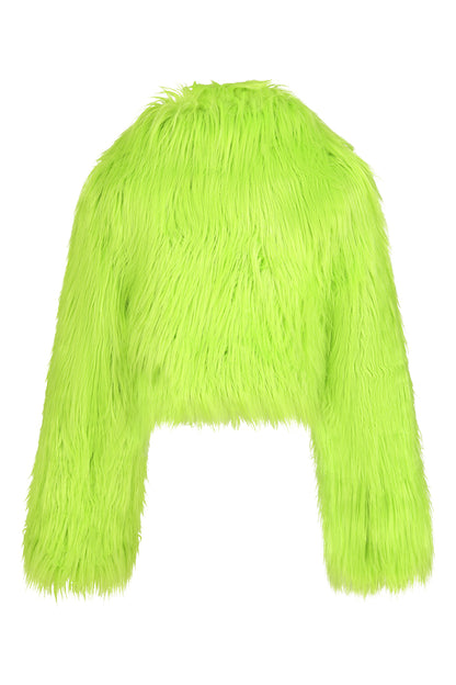 Neongrüne Jacke Glacia Jacket Neon Green aus Kunstfell von Banned