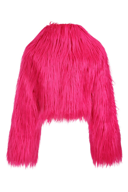 Neonpinke Jacke Glacia Jacket Neon Pink aus Kunstfell von Banned
