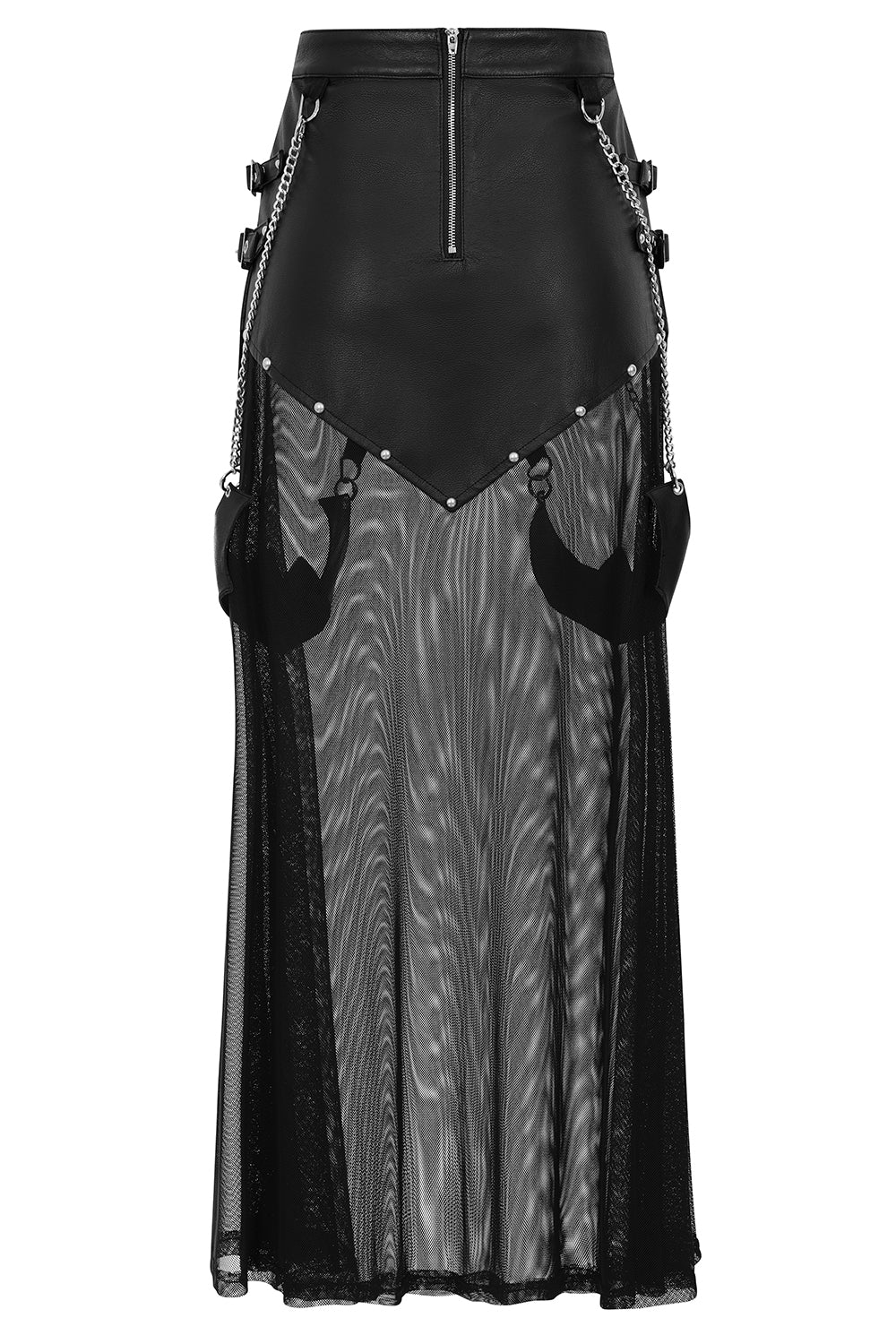 Schwarzer Rock LAMIA SKIRT mit Mesh und Kunstlederelementen von Banned