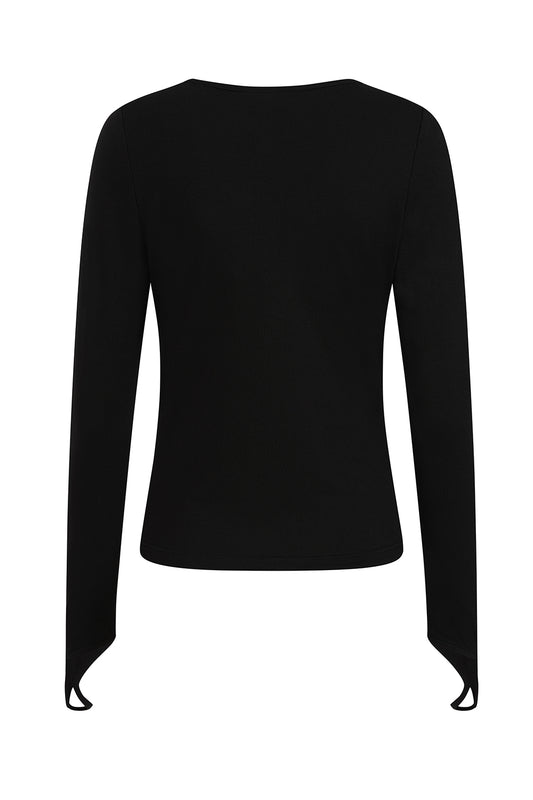 Schwarzes Oberteil Nocturna Top mit Mesheinsatz und Ring an der Vorderseite von Banned