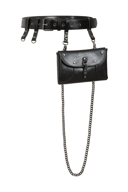 Schwarzer Taillengürtel SHADOW POUCH Belt mit Seitentasche von Banned