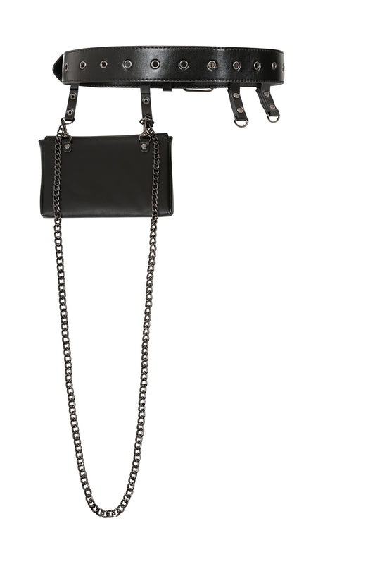 Schwarzer Taillengürtel SHADOW POUCH Belt mit Seitentasche von Banned