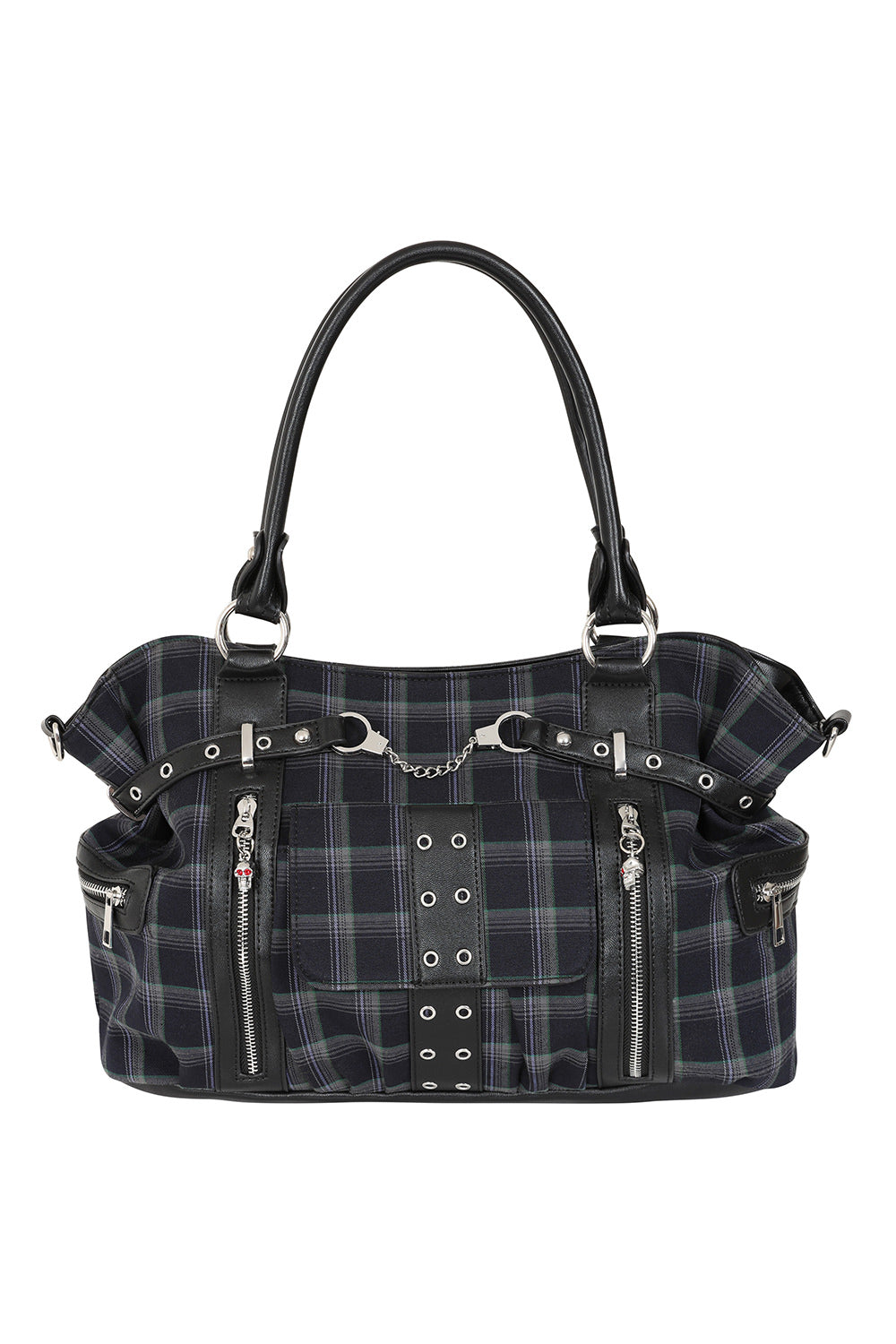 Schwarze Tasche Rise Up Bag mit Tartanstoff von Banned&nbsp;